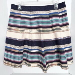 Anthropologie Chloe Oliver Multicolored Flare Skirt 6 Striped Serape Thick Weave